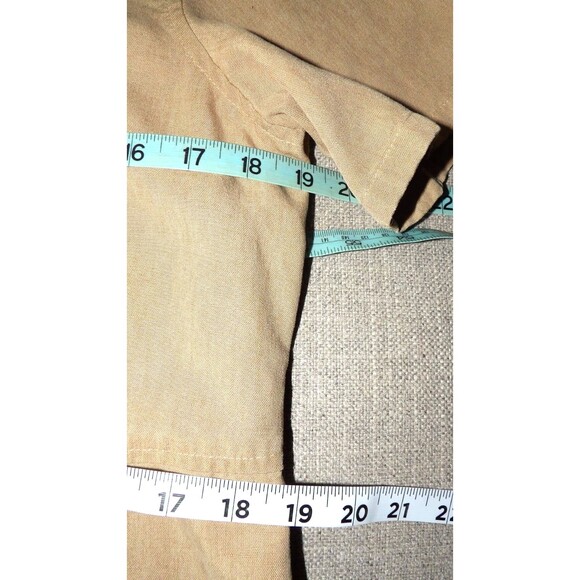 Talbots Petites Size 8 Linen Blend Tan Shift Dress Button Dress Safari Collared - Picture 12 of 13